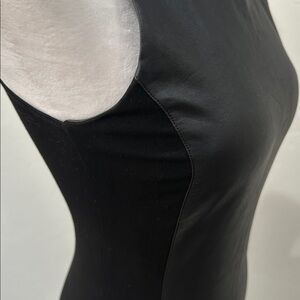 Olivaceous Black Sleeveless Dress w/faux leather front panel